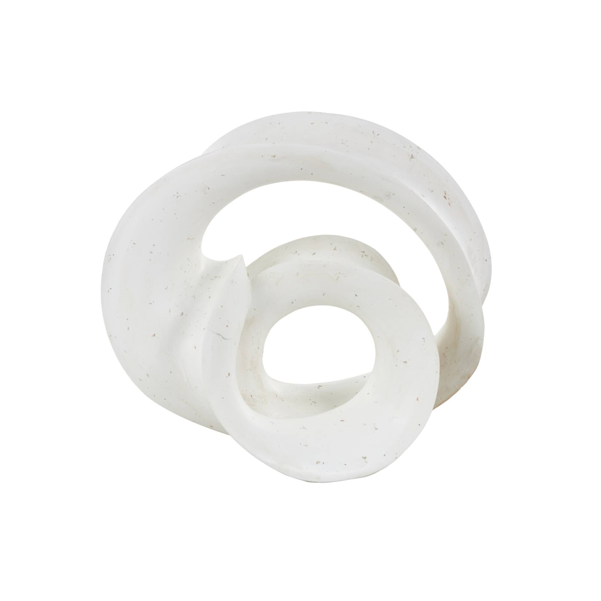 19.75" White Abstract Wavy Shaped Decorative Sculpture with Cutouts & Speckled Texturing
